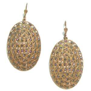 Catherine Popesco 14k Gold Plated Filigree Oval Dangle Earrings with 