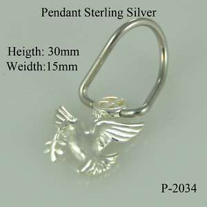 STERLING SILVER DOVE OLIVE BRANCH PEACE  P 2034  