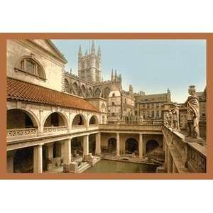 Paper poster printed on 20 x 30 stock. Roman Baths and Abbey at Bath
