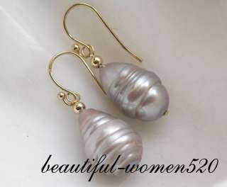 baroque 17mm gray freshwater pearl dangle earring  