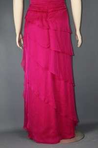   SIZE TIERED CHIFFON FLAMINGO PINK FORMAL GOWN DRESS 20Q $510  