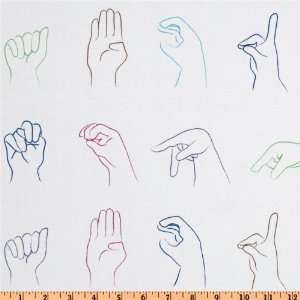  44 Wide Timeless Treasures Sign Language Alphabet White 