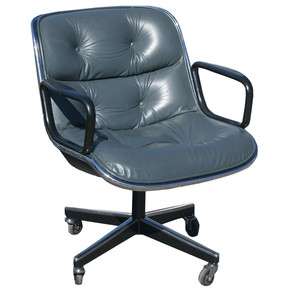Vintage Leather Knoll Pollock Executive Swivel Chair  