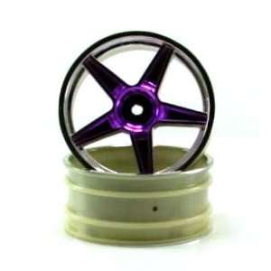   Chrome Front 5 Spoke Purple Anodized Wheels 2 Pcs
