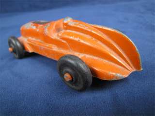 Vintage Die Cast Race Car Rubber Wheels Driver Orange  