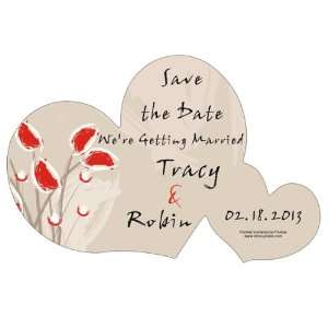    100 Double Heart Save the Date Wedding Magnets