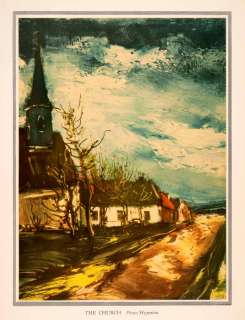 1941 Photolithograph Church Spire Steeple Maurice de Vlaminck Art 