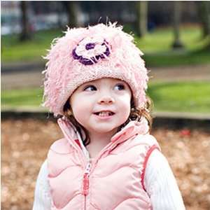   Baby Girls Pink Flower Shaggy Winter Hat Girl 12M 24M zooni Baby