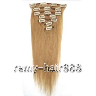 22Remy Clips in human hair extension 7pcs set #27,80g  