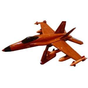 Mahogany Wooden Display Model Air Force F 18 Hornet Fighter Jet with 