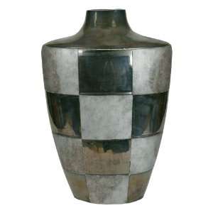  Degray Black Pearl and Silver 21 Inch Earthenware Vase 