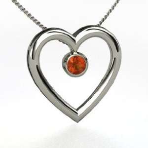   My Heart Pendant, Round Fire Opal Sterling Silver Necklace Jewelry