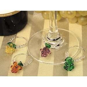  Art Deco Glass Grapes Wine Charms (Set of 4 Charms 