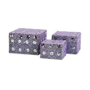  Purple Flower Acent Decorative Square Treasure Storage Box 