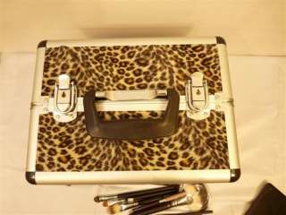 Jumbo Pro. Makeup kit train case fits 88 palette Imitated Leopard Fur 