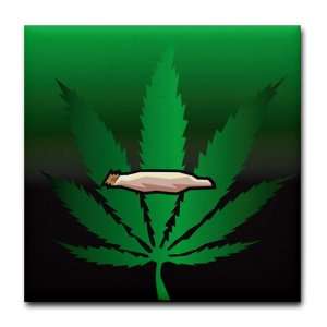    Tile Coaster (Set 4) Marijuana Joint and Leaf 