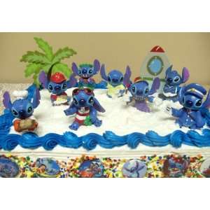 Stitch Birthday Cake Topper Featuring 8 Stitch Figures Including Chef 