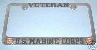 USMC   Marine Corps   VETERAN License Plate Frame  