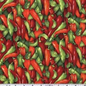 45 Wide Farmer Johns Marketplace Chili Peppers Red/Green Fabric By 