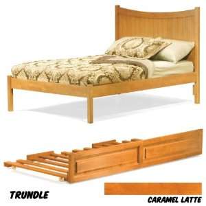 Manhattan Platform Bed Twin with Open Foot Rail with Trundle (Caramel 