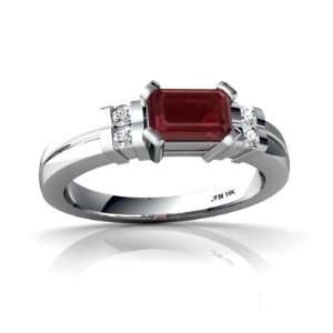    14K White Gold Emerald cut Genuine Ruby Ring Size 4.5 Jewelry