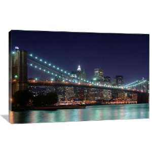  Brooklyn Bridge at Night   Gallery Wrapped Canvas   Museum 