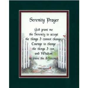 Serenity Prayer Touching 8x10 Verse, Double matted In Dark Green 