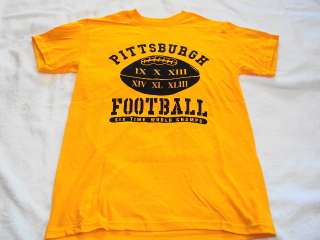 PITTSBURGH Football 6 Time World Champs Steelers Gold Short Sleeve T 
