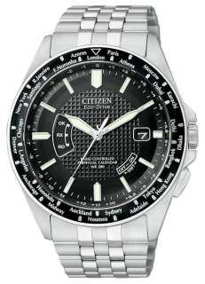 Citizen Eco Drive World Time Stainless Steel Perpetual AT Mens Watch 