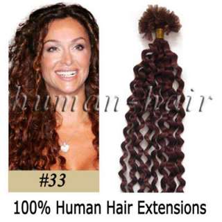 100s 20 Remy Pre Tipped Curly Human Hair Extensions#33  