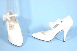 Quality Craft 3320 White Leather 4 inch High Heel Vintage Pump size 