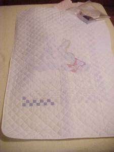 HONEY BUNNY TALES, UNFINISHED CROSS STITCH BABY QUILT  
