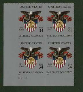 3560 MILITARY ACADEMY PLATE BLOCK MINT/NH  