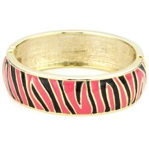  Adia Kibur Pink Two Tone Animal Print Cuff Bracelet 