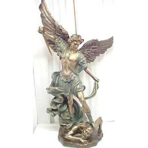  HUGE 4 St. Michael The Archangel Cold Cast Bronzed Statue 