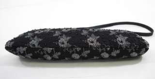 VANESSA Black Small Beaded Clutch Evening Bag Handbag  