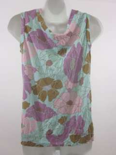 you are bidding on a woo blue pink purple brown floral tank top in 