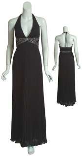 SUE WONG NOCTURNE Long Pleated Beaded Gown Dress 4 NEW  