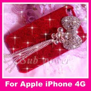 3D Rhinestone Bow Bling Case cover for iPhone 4 4G 4S B15  