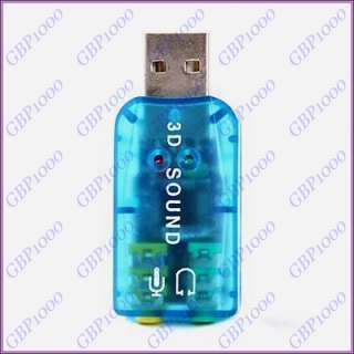 USB 2.0 External Sound Card 3D 5.1 CH Audio Adapter PC  