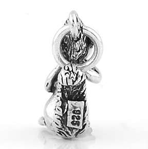 STERLING SILVER 3D SKUNK HOLDING A FLOWER CHARM/PENDANT  
