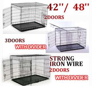48/42 2/3 Doors Large Folding Dog Pet Cage Crate Kennel High Quality 