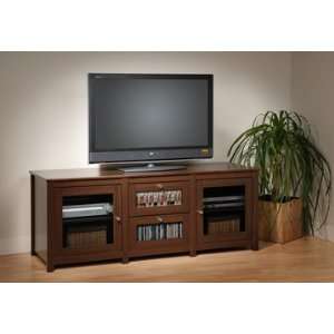 Santino Espresso Media Console 2 Glass Drawers and Doors  