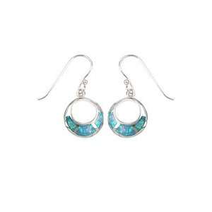 Indigo Sterling Silver & Blue Opal Open Circle Dangle Earrings Indigo 