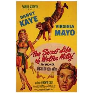 The Secret Life of Walter Mitty Poster 27x40 Danny Kaye Virginia Mayo 