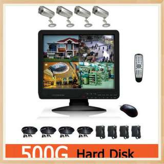 Channel CCTV Camera 15 COMBO LCD DVR System Kit 500G F Security 