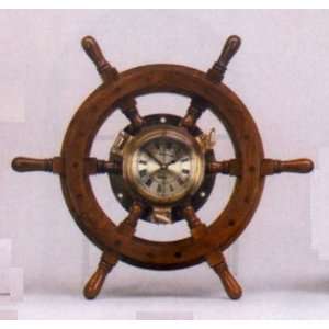  Ships Wheel Porthole Clock 25   Nautical