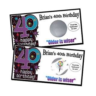 40th birthday party favors scratch off games cards  