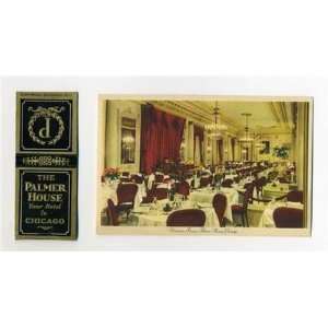  Palmer House Hotel Match Book & Victorian Room Postcard Chicago 