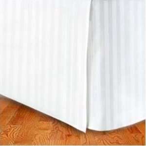   Tailored Bed Skirt Pleated 14 Drop   Stripe White